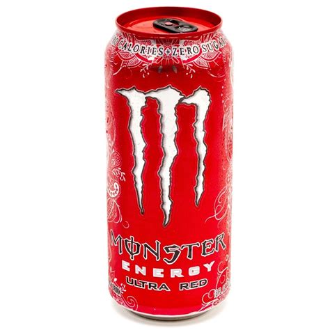 Monster ultra red - Monster Energy Ultra is great for any occasion. - Carbonated energy drink with taurine, ginseng, caffeine, L-carnitine and B vitamins. - In a convenient 4 x 500ml format. - Monster is…. A Life Style in a Can. Serve cold for maximum refreshment. Store in a cool and dry place. Please recycle.
